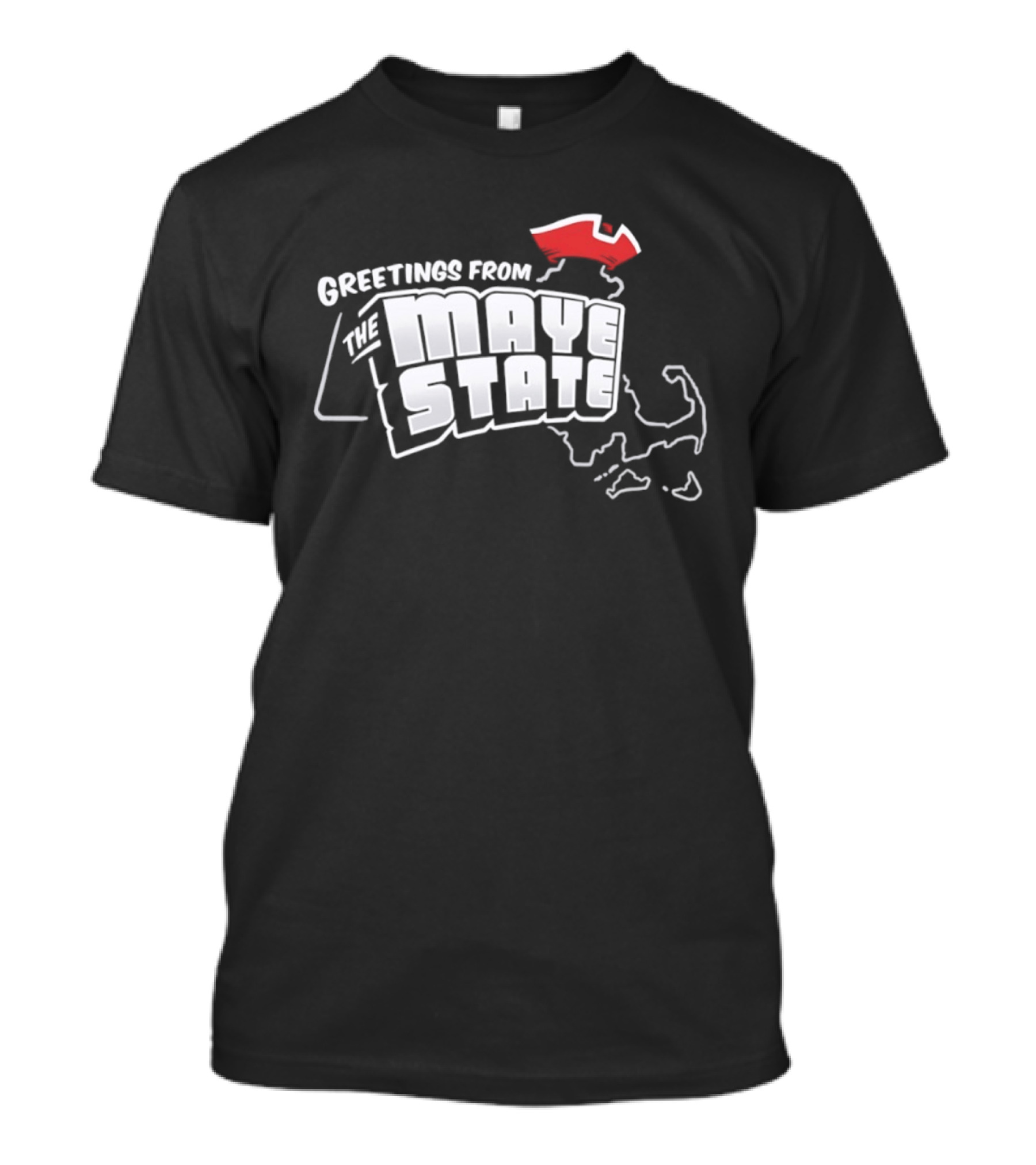 Greetings From The Maye State New England Outline Red Shape T-Shirt