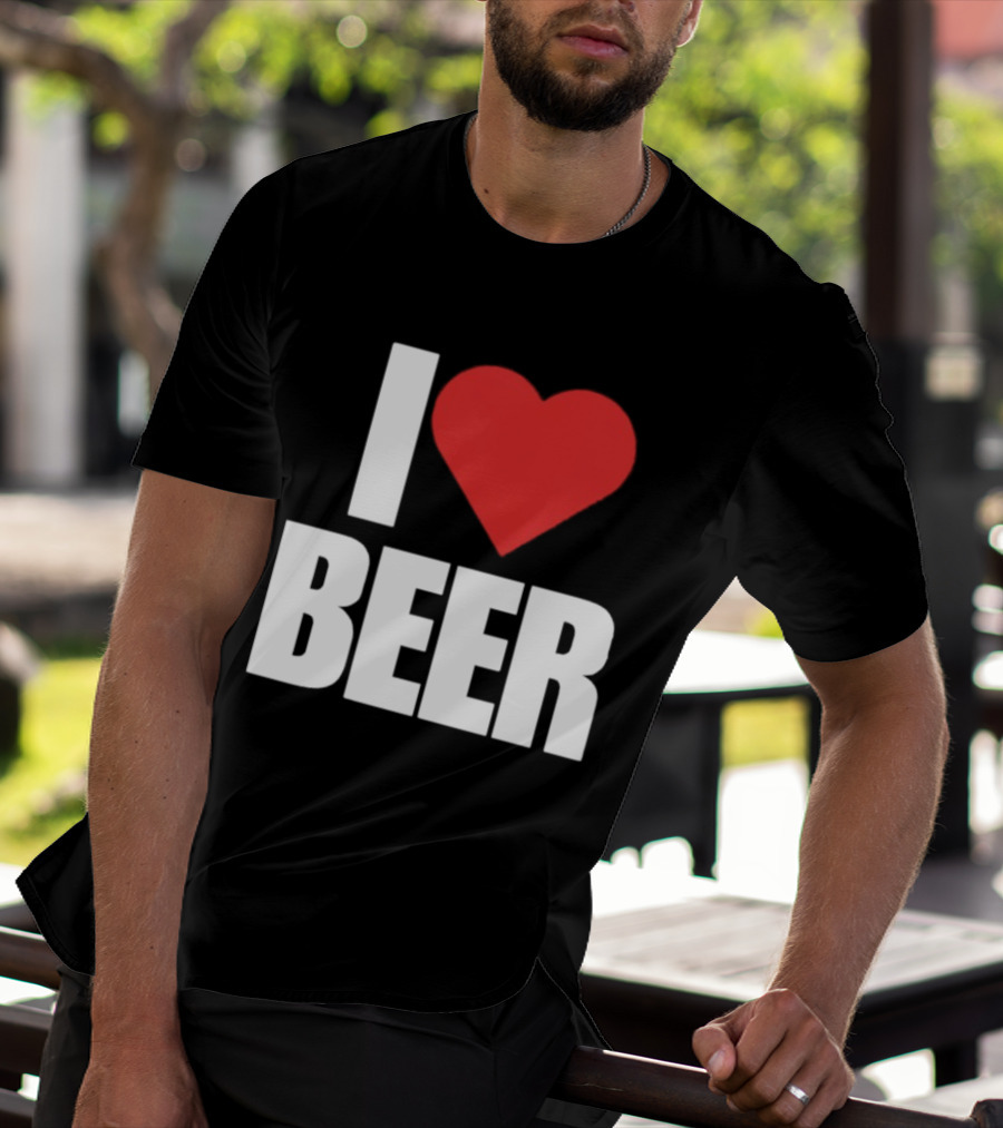 I Love Beer Bold Red Heart T-Shirt