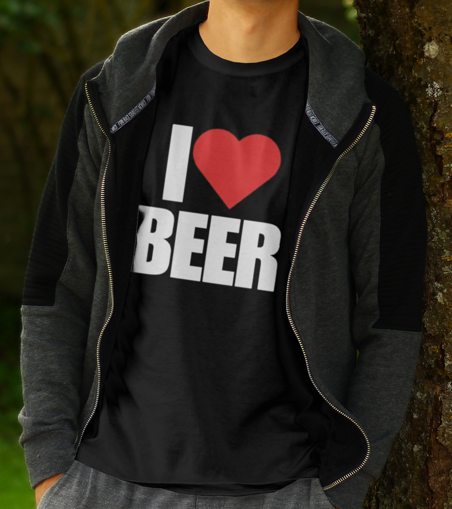 I Love Beer Bold Red Heart T-Shirt