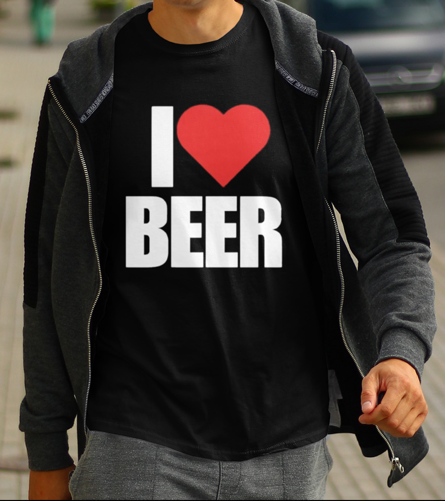 I Love Beer Bold Red Heart T-Shirt