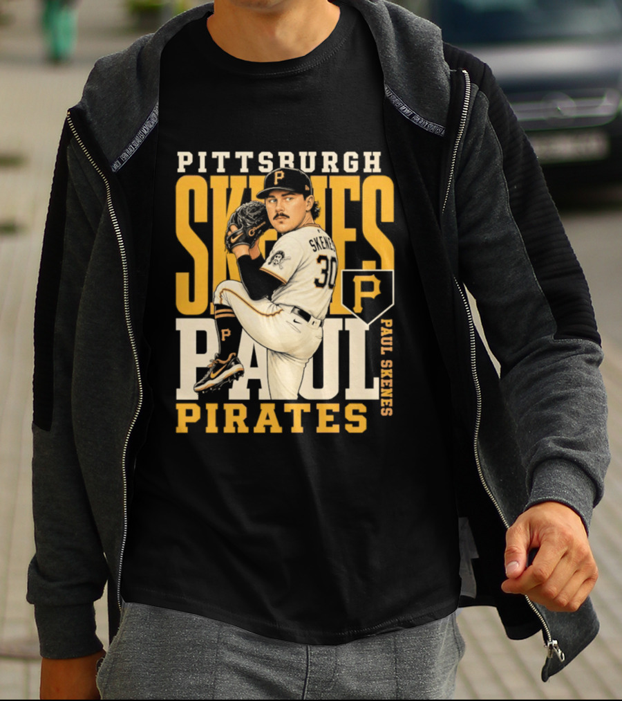 Pittsburgh Pirates Paul Skenes 34 Baseball Player Caricature 2026 Season T-Shirt