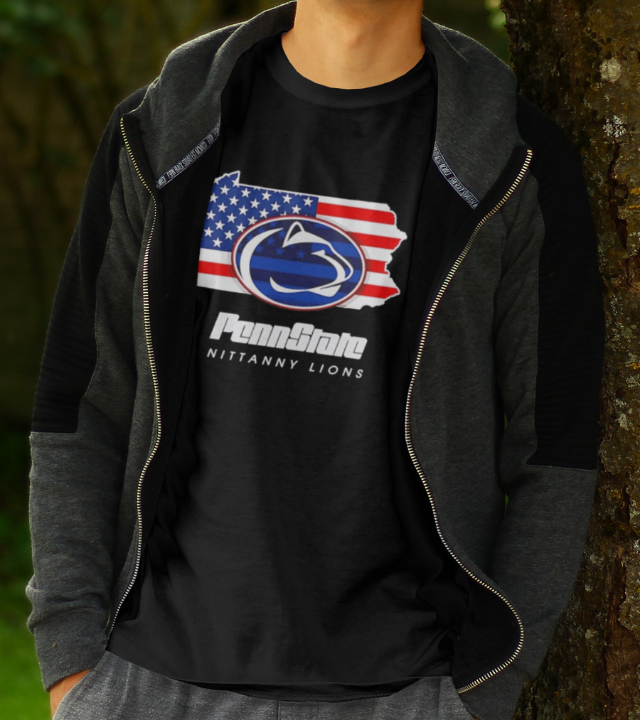 Penn State Nittany Lions Pennsylvania Flag American Pride T-Shirt