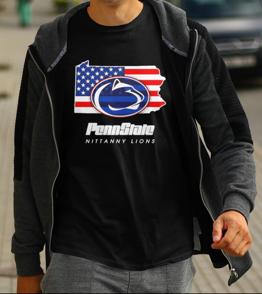 Penn State Nittany Lions Pennsylvania Flag American Pride T-Shirt