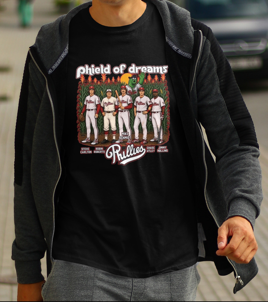 Phillies Phield Of Dreams Steve Carlton Robin Roberts Mike Schmidt Chase Utley Jimmy Rollins T-Shirt