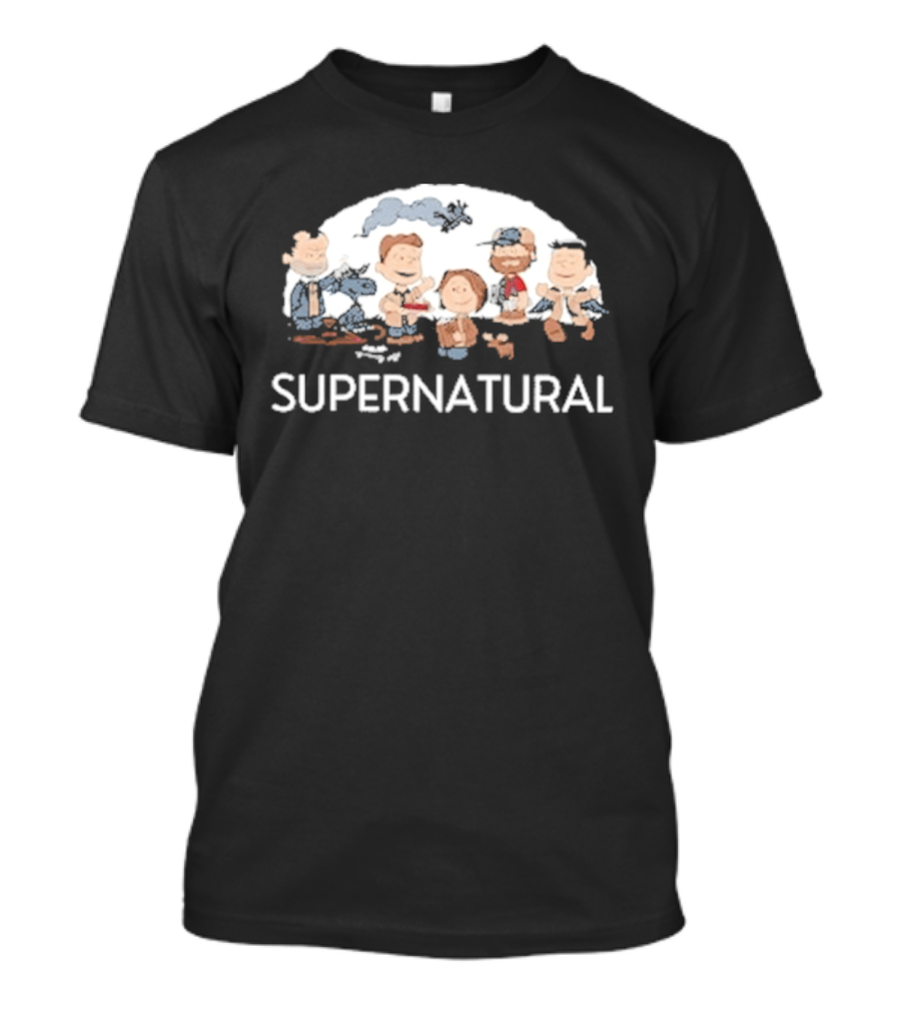 Supernatural Peanuts Cartoon Crossover Characters Collection T-Shirt
