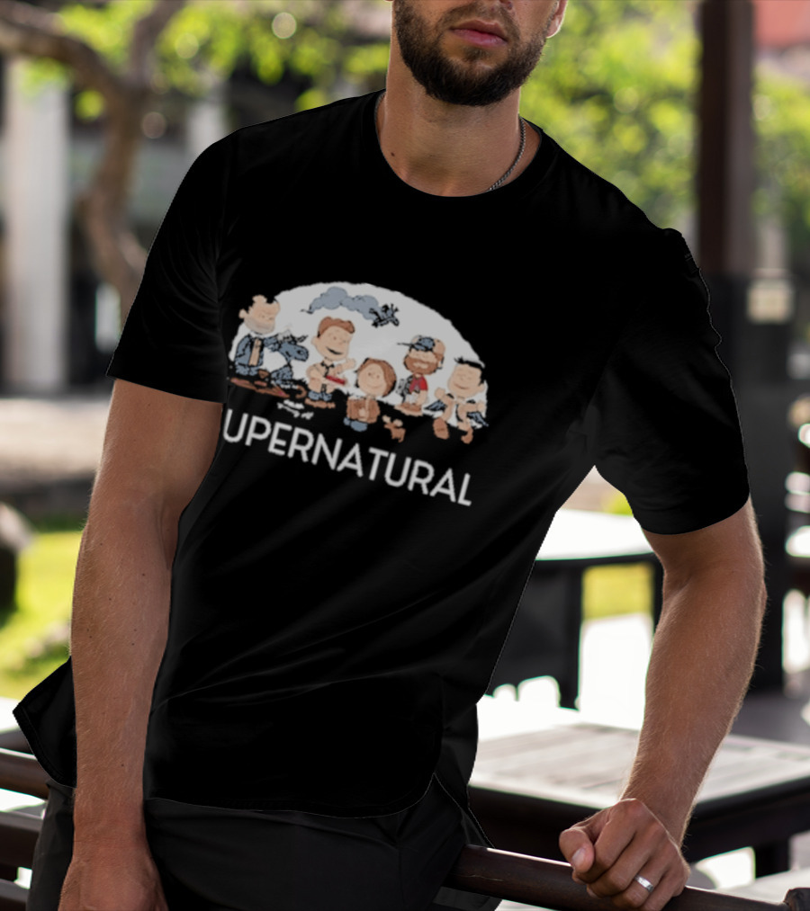 Supernatural Peanuts Cartoon Crossover Characters Collection T-Shirt