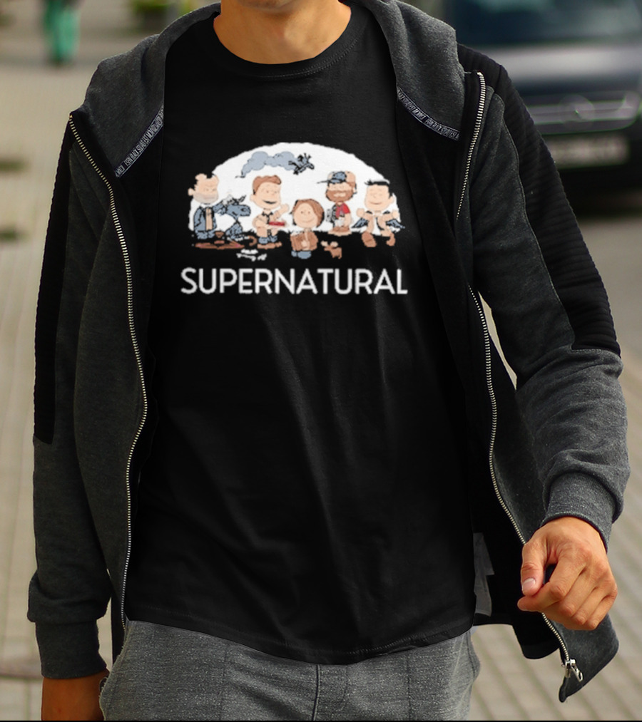 Supernatural Peanuts Cartoon Crossover Characters Collection T-Shirt