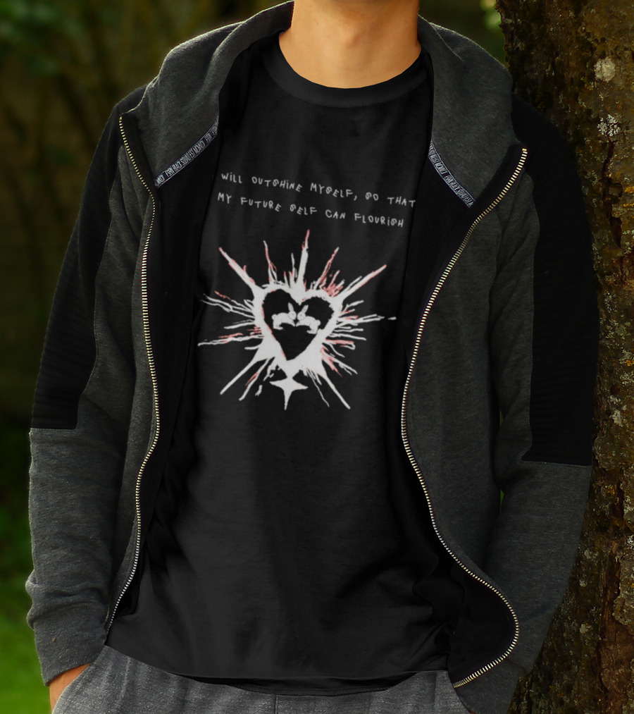 I Will Outshine Myself So That My Future Self Can Flourish Rabbits Heart Motif T-Shirt