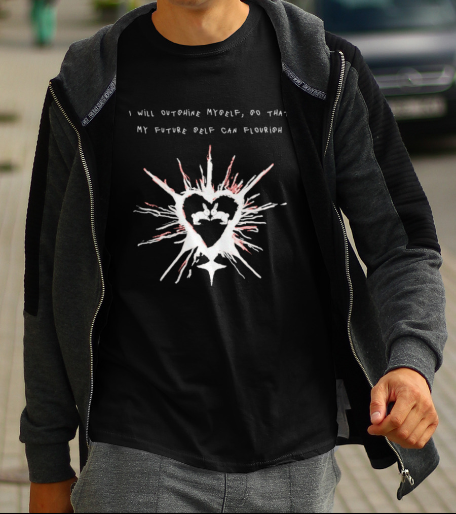 I Will Outshine Myself So That My Future Self Can Flourish Rabbits Heart Motif T-Shirt