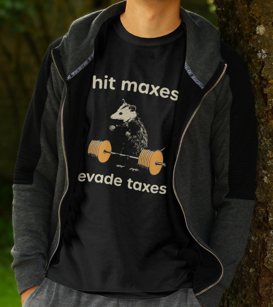 Hit Maxes Evade Taxes Mouse Bench Press T-Shirt