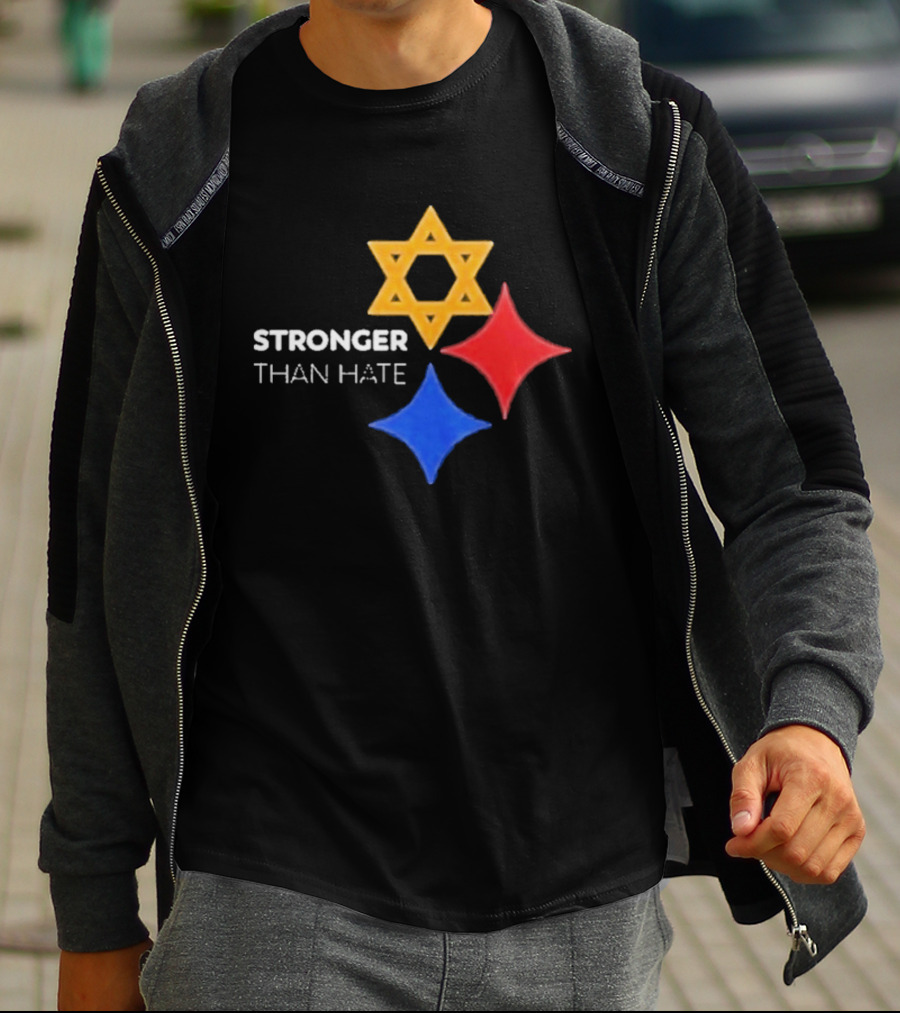 Pittsburgh Steelers Stronger Than Hate Star Of David Yellow Red Blue T-Shirt