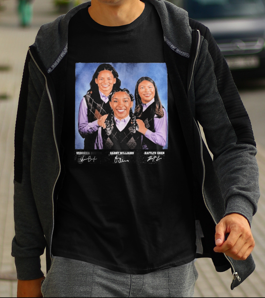 Veronica Burton Gabby Williams Kaitlyn Chen Step Brothers Argyle Sweater Purple T-Shirt