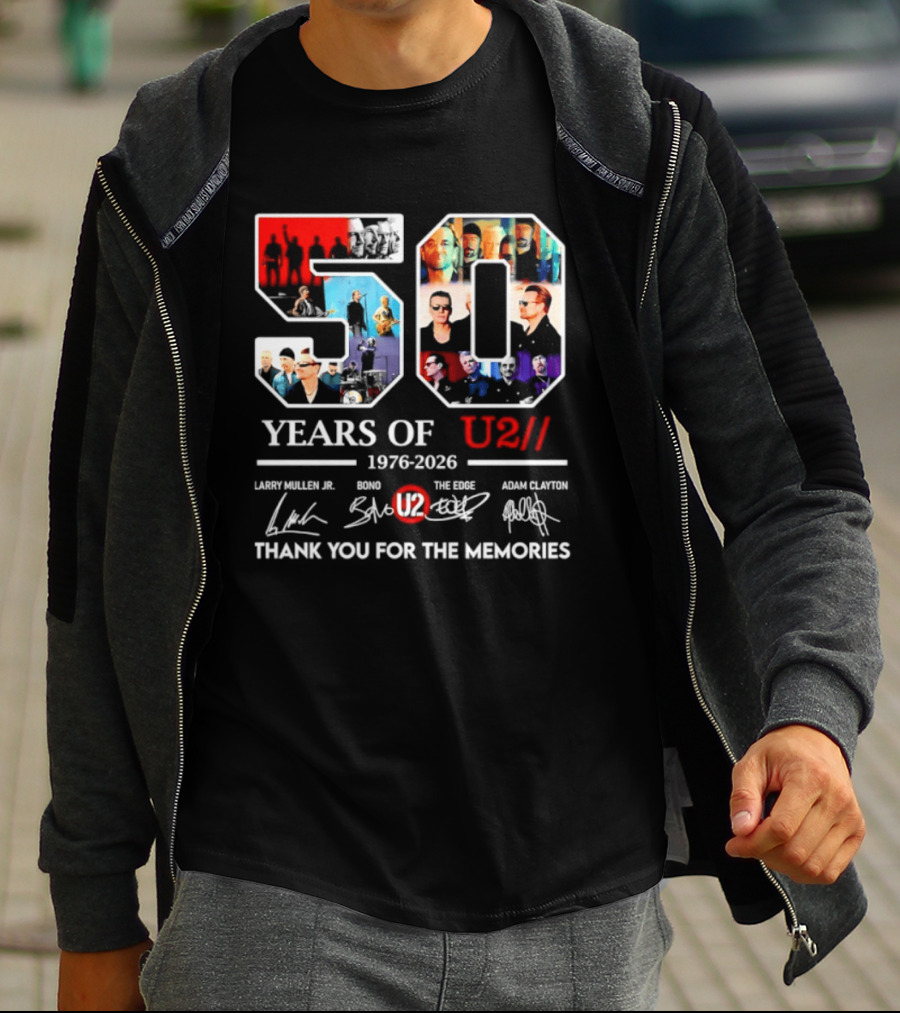 50 Years Of U2 1976 2026 Larry Mullen Jr Bono The Edge Adam Clayton Thank You For The Memories T-Shirt