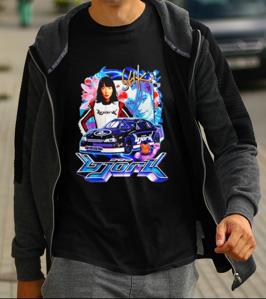 Vintage Bjork Racing Car Graphic Icelandic Music T-Shirt