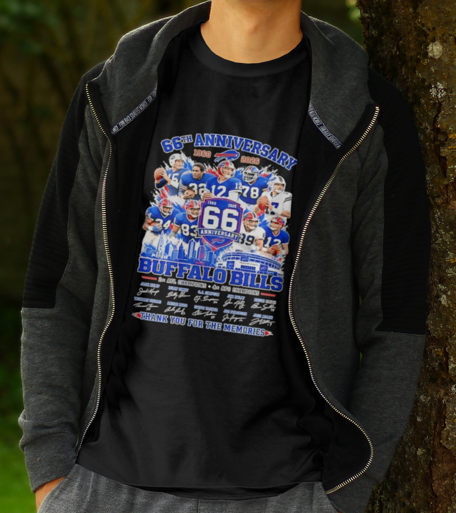 66th Anniversary Buffalo Bills 1960 2026 AFL Champions Thank You For The Memories T-Shirt