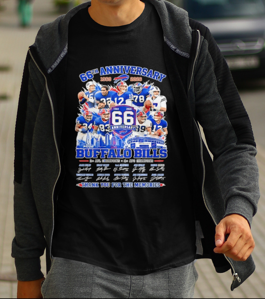 66th Anniversary Buffalo Bills 1960 2026 AFL Champions Thank You For The Memories T-Shirt
