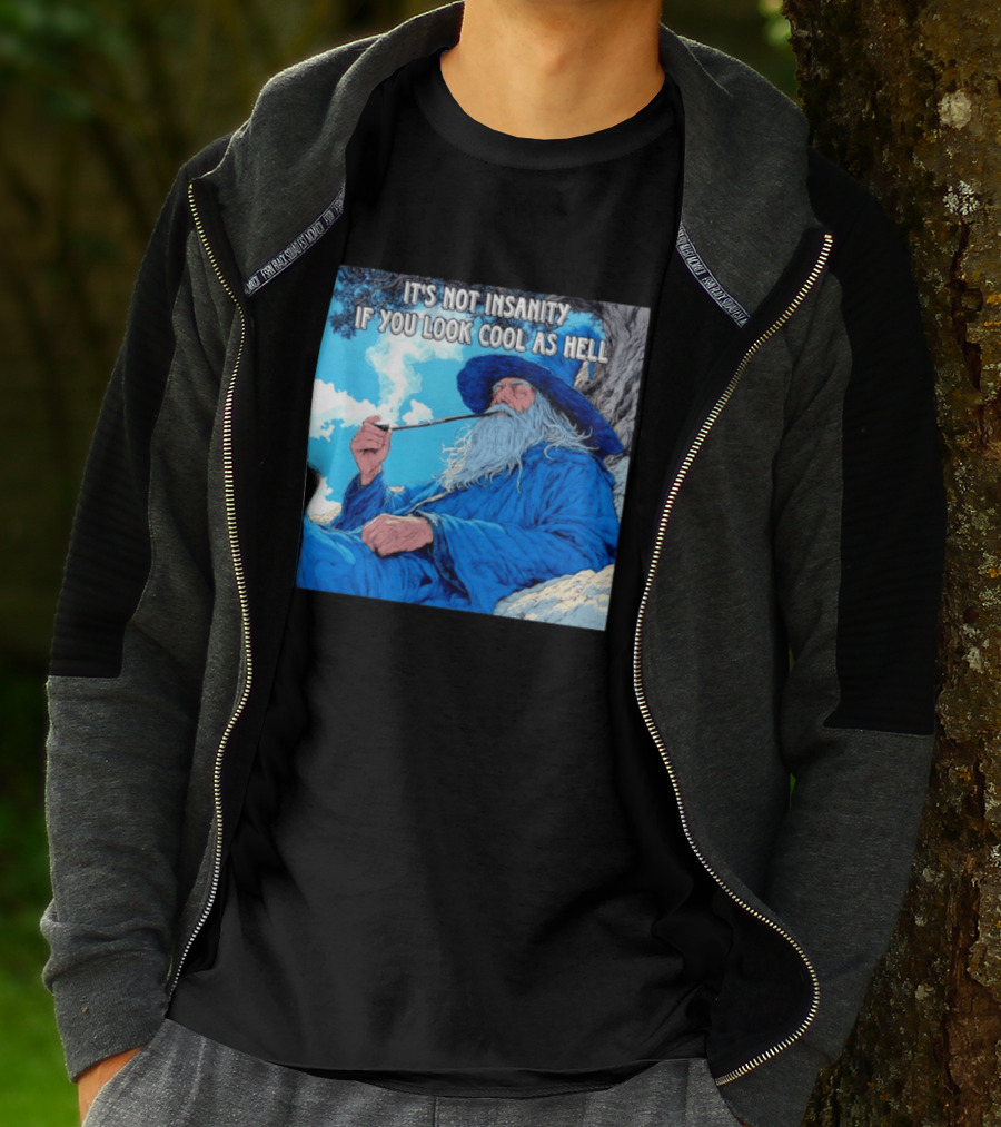 It's Not Insanity If You Look Cool As Hell Wizard Smoking Pipe T-Shirt