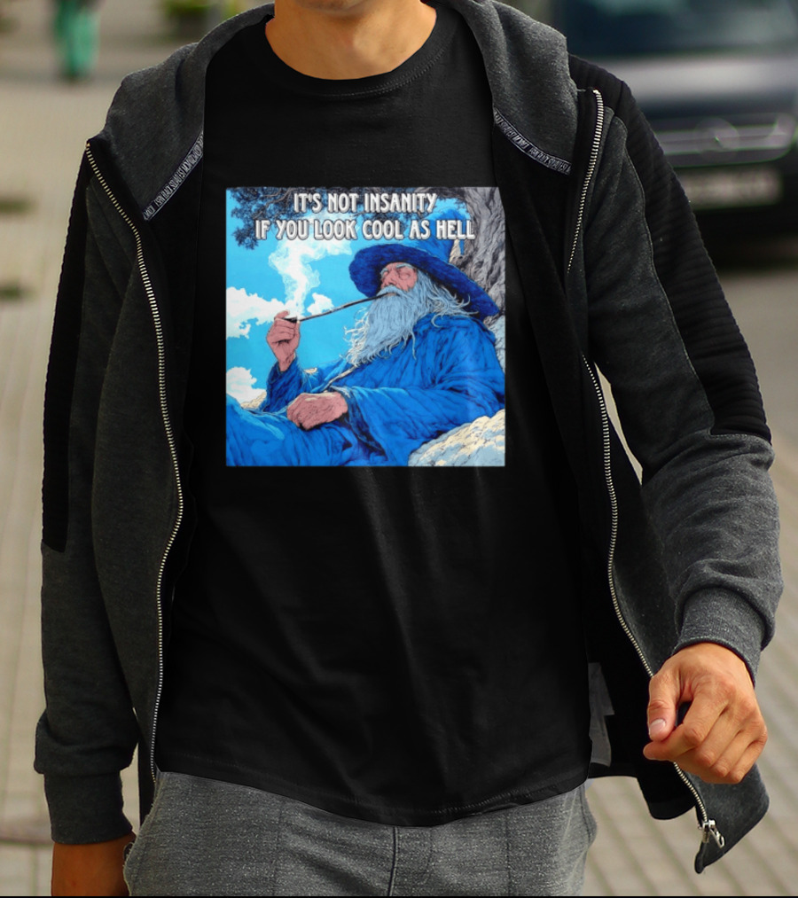 It's Not Insanity If You Look Cool As Hell Wizard Smoking Pipe T-Shirt
