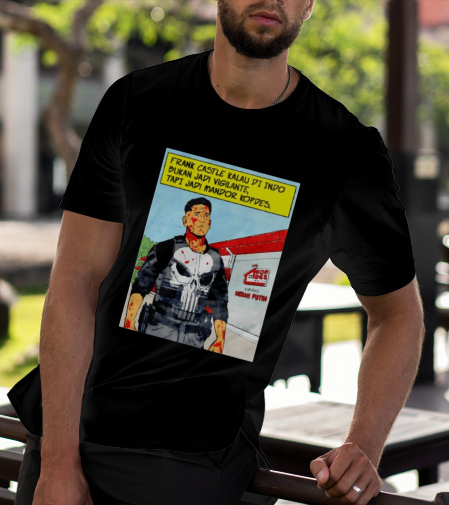 Frank Castle Kalau Di Indo Bukan Jadi Vigilante Tapi Jadi Mandor Kopdes Koperasi Merah Putih Marvel Comics T-Shirt