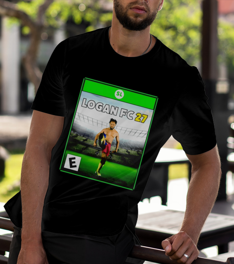 LOGAN FC 27 Soccer Game Box Art With Player In Stadium T-Shirt