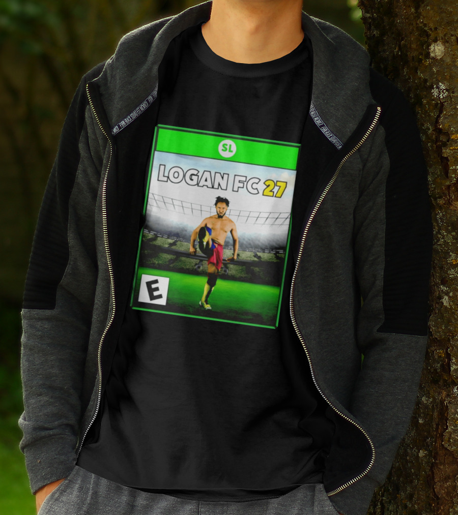 LOGAN FC 27 Soccer Game Box Art With Player In Stadium T-Shirt