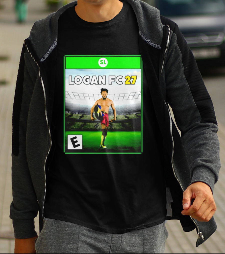 LOGAN FC 27 Soccer Game Box Art With Player In Stadium T-Shirt