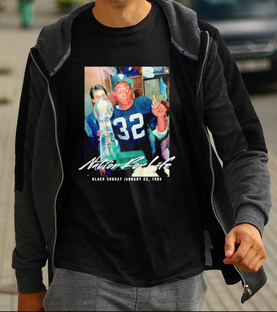 Marcus Allen Nation For Life Black Sunday January 22 1984 T-Shirt