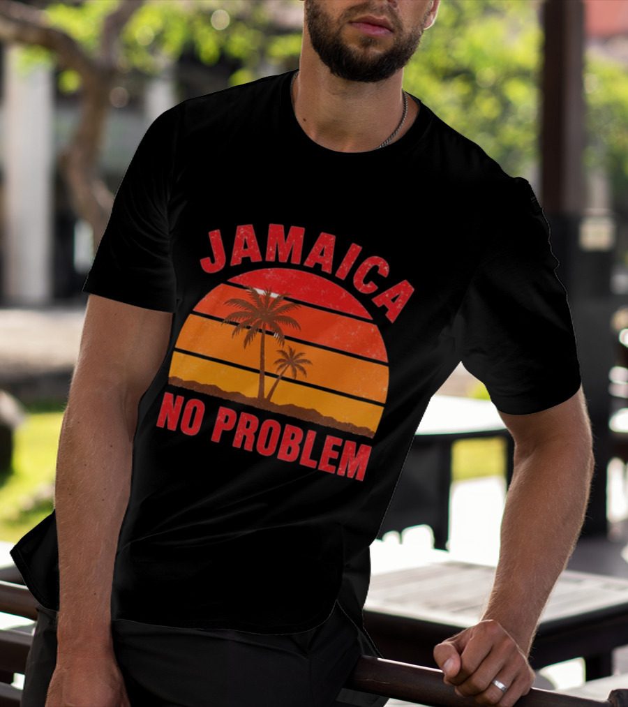 Jamaica No Problem Sunset Palm Trees Vintage Island Vibes T-Shirt