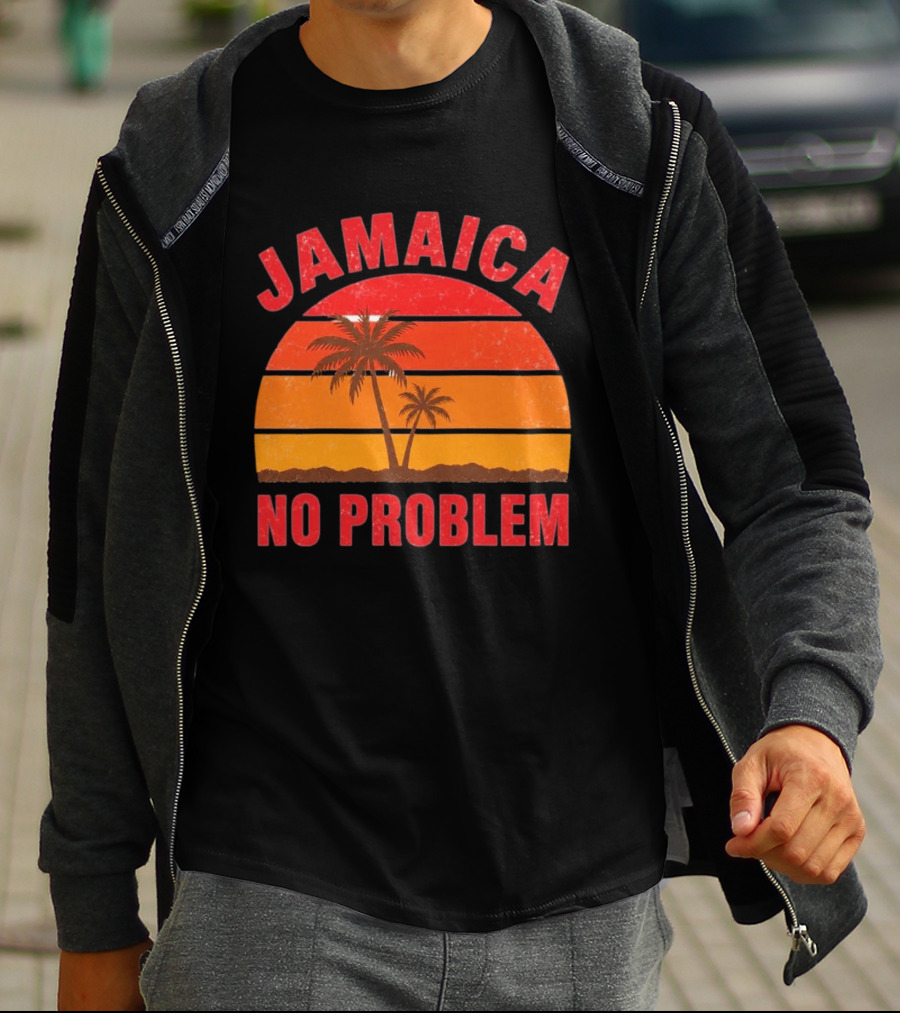 Jamaica No Problem Sunset Palm Trees Vintage Island Vibes T-Shirt