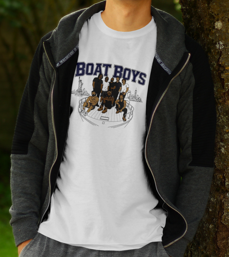 Boat Boys New York City Skyline Statue Of Liberty Group Giants T-Shirt