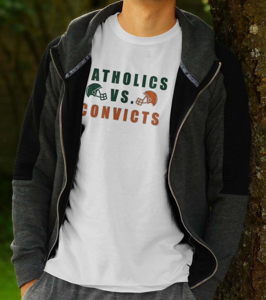 Catholics Vs Convicts Football Rivalry Gameday Helmets T-Shirt
