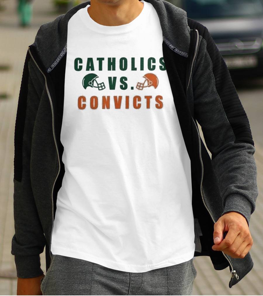 Catholics Vs Convicts Football Rivalry Gameday Helmets T-Shirt