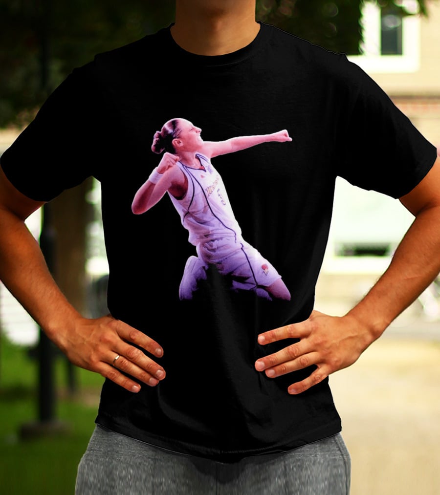Taurasi Number 5 White Jersey Phoenix Mercury Victory Pose T-Shirt