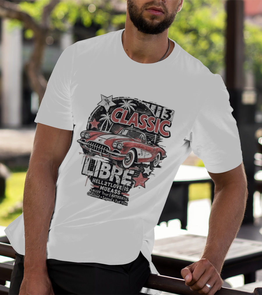 Classic Muscle Car Palm Tree Libre Americana Oldschool Legend Fast Vibes T-Shirt