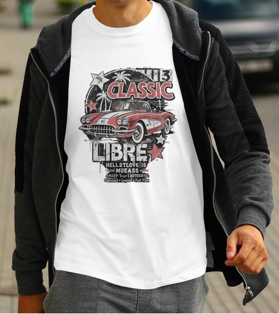 Classic Muscle Car Palm Tree Libre Americana Oldschool Legend Fast Vibes T-Shirt
