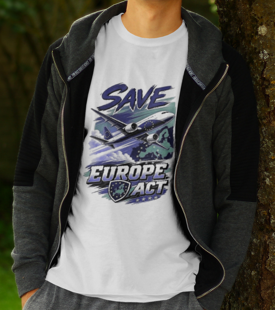 Save Europe Act 2026 Airplane Map Stars T-Shirt