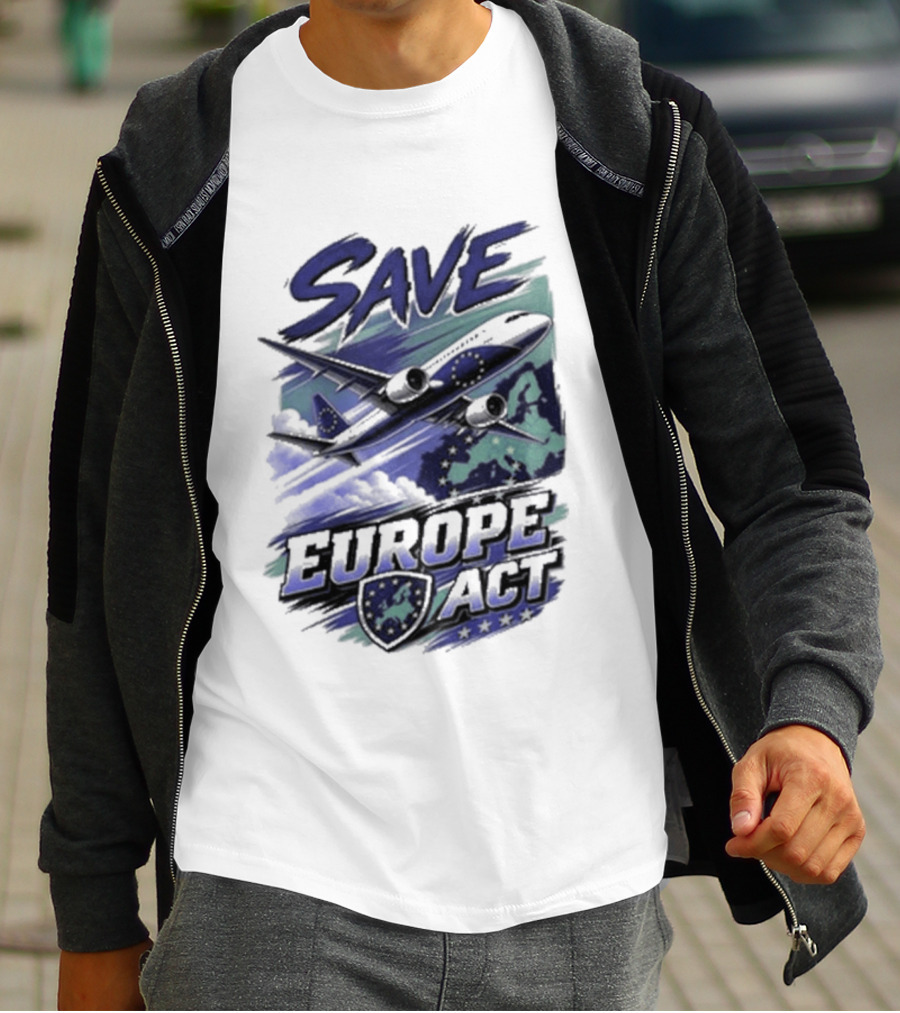 Save Europe Act 2026 Airplane Map Stars T-Shirt
