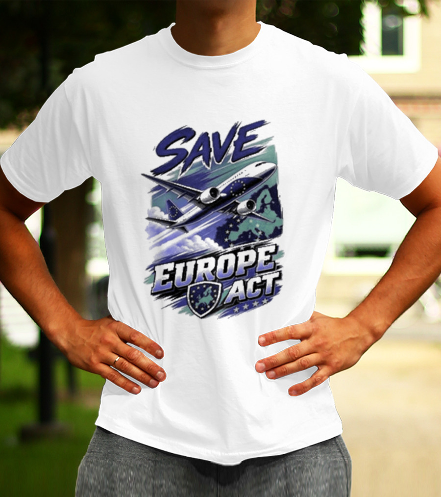 Save Europe Act 2026 Airplane Map Stars T-Shirt