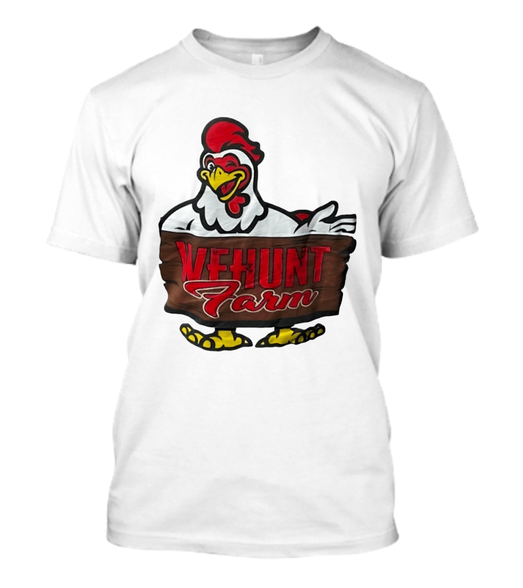 Wehunt Farm Chicken Winking Rooster With Red And Yellow Accents T-Shirt