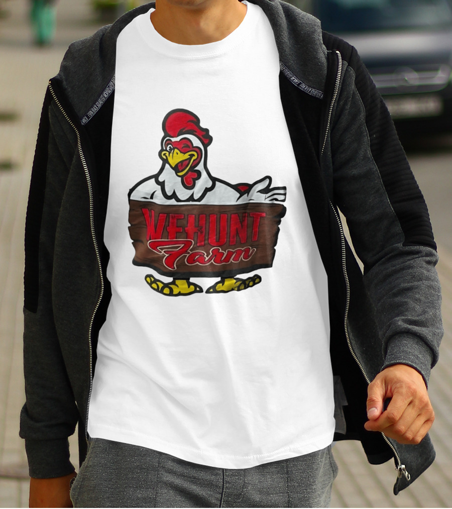 Wehunt Farm Chicken Winking Rooster With Red And Yellow Accents T-Shirt