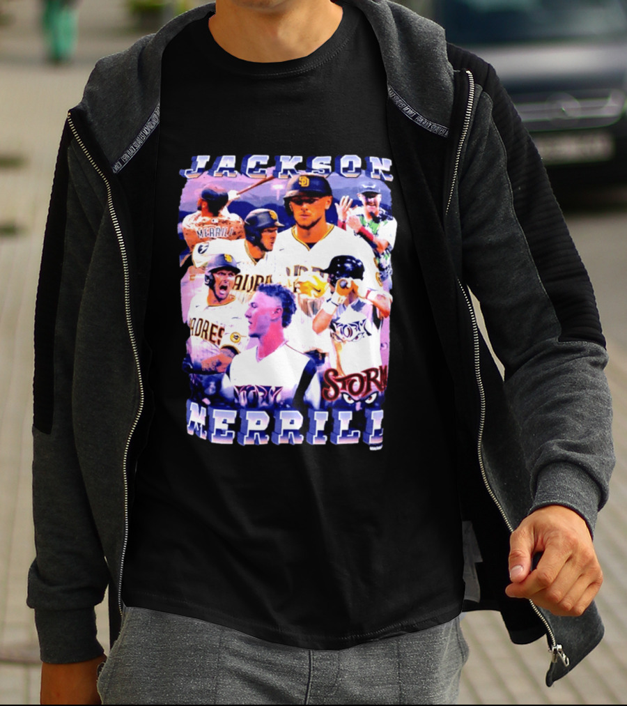 Jackson Merrill Padres Storm Baseball Collage San Diego T-Shirt