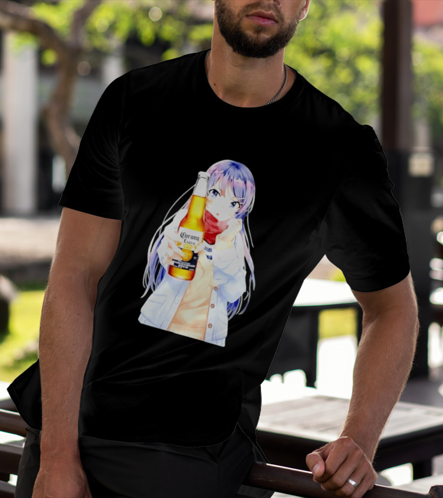 Mai Sakurajima Holding Corona Extra Rascal Does Not Dream Of Bunny Girl Senpai Anime T-Shirt