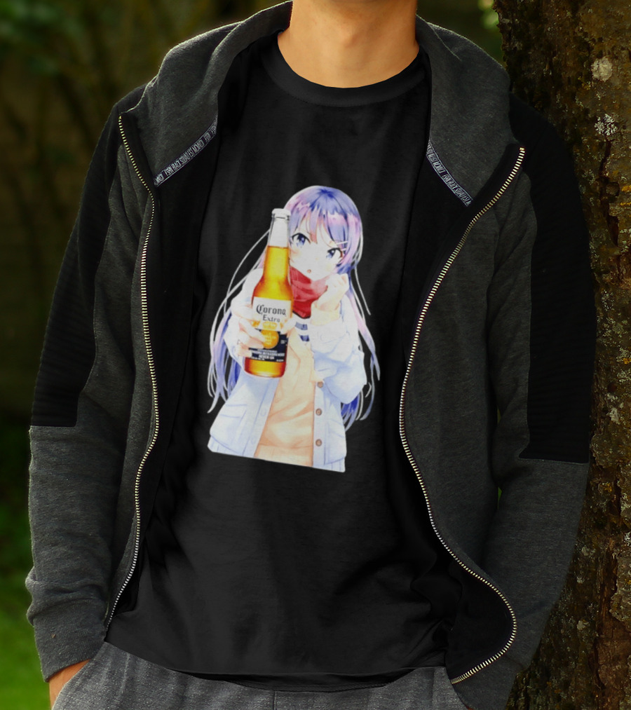 Mai Sakurajima Holding Corona Extra Rascal Does Not Dream Of Bunny Girl Senpai Anime T-Shirt