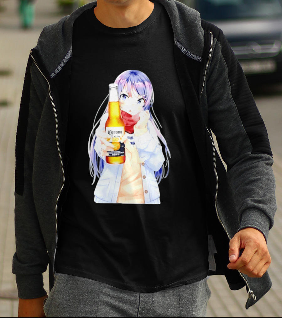 Mai Sakurajima Holding Corona Extra Rascal Does Not Dream Of Bunny Girl Senpai Anime T-Shirt