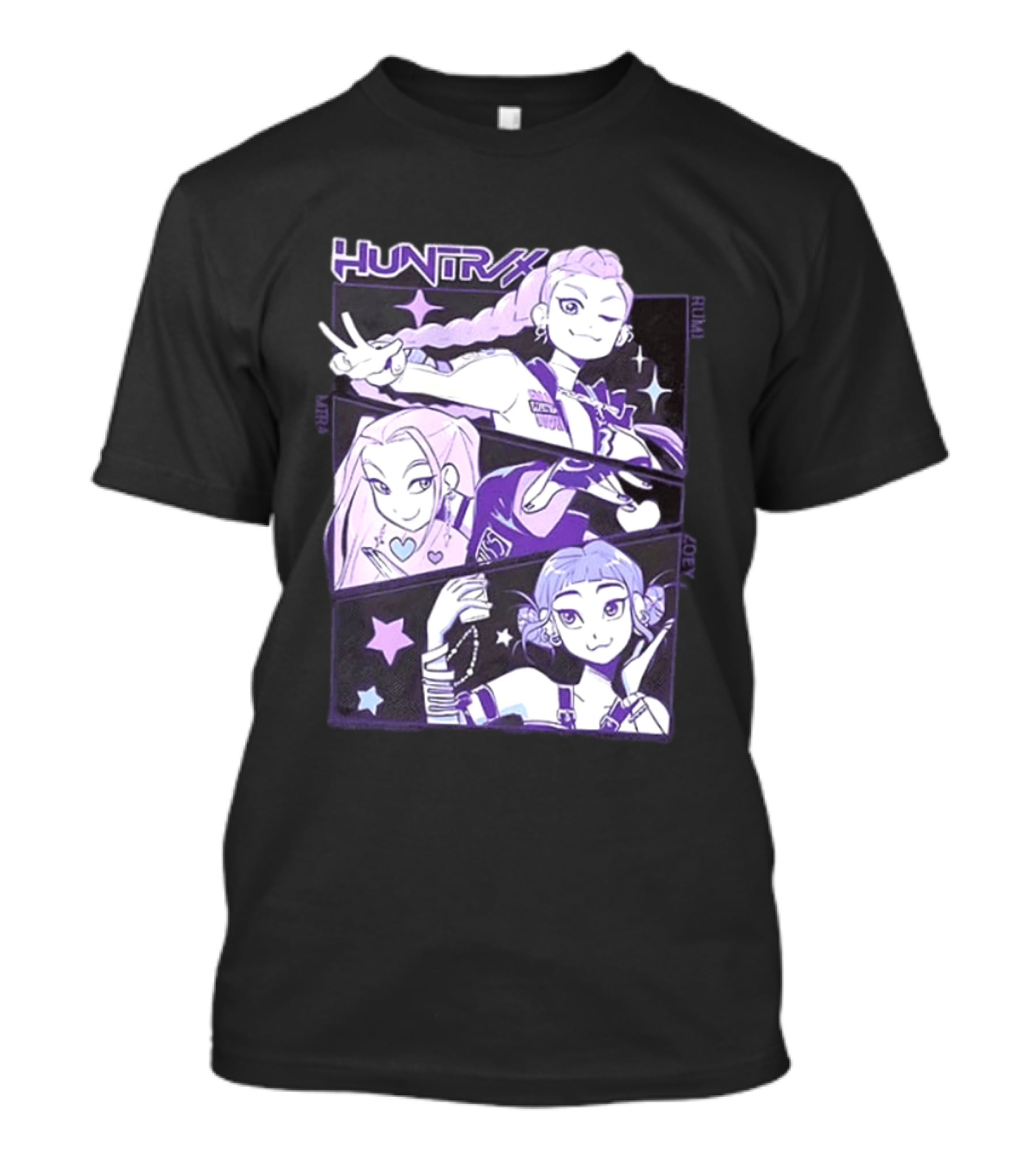 Huntrix Rumi Mira Zoey K POP World Tour Demon Hunters 2 Sided T-Shirt