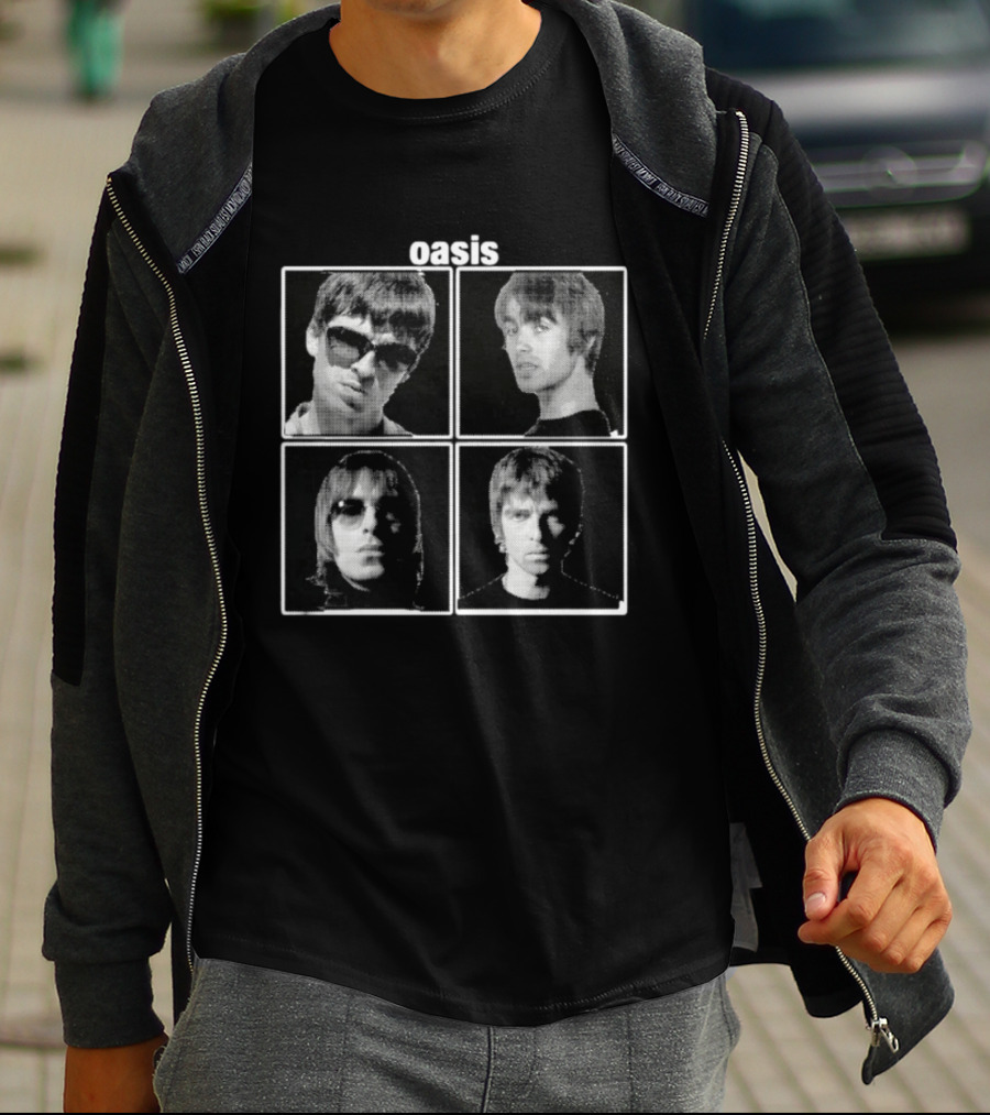 Oasis Band Members Britpop Liam Gallagher Iconic 90s Music Photos T-Shirt