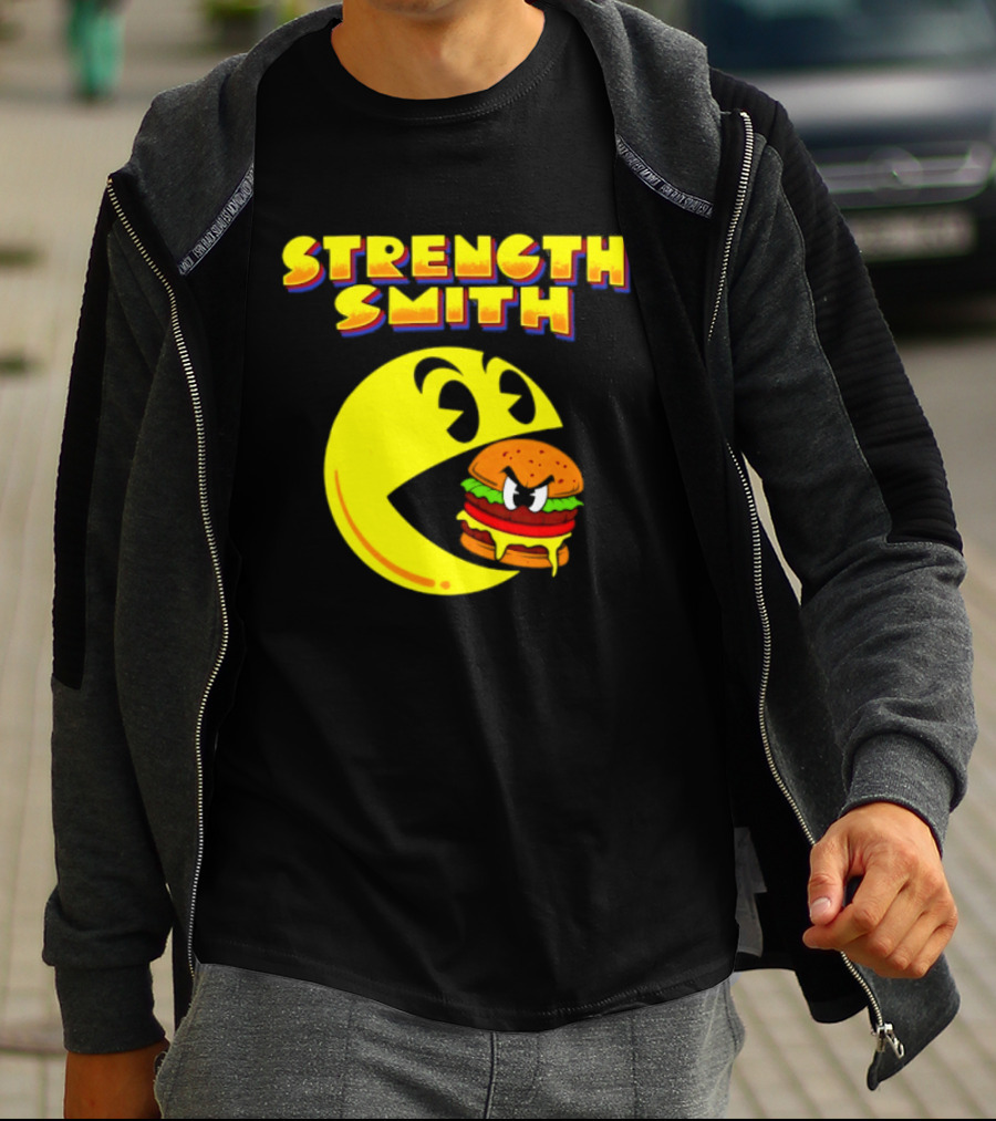 Strength Smith Pac Man Vs Burger Gaming Showdown T-Shirt