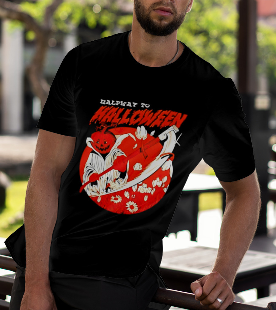 Halfway To Halloween Pumpkin Reaper Spooky T-Shirt