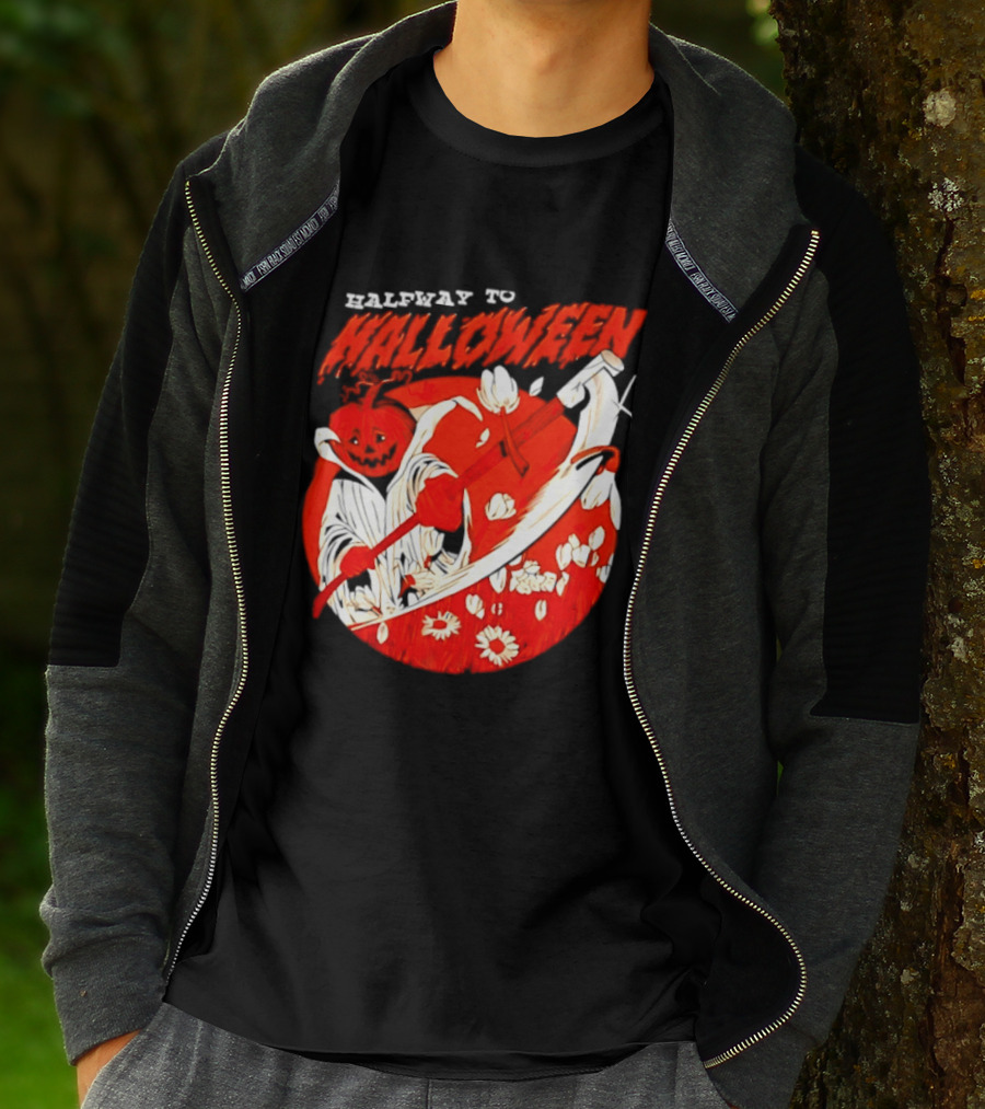 Halfway To Halloween Pumpkin Reaper Spooky T-Shirt