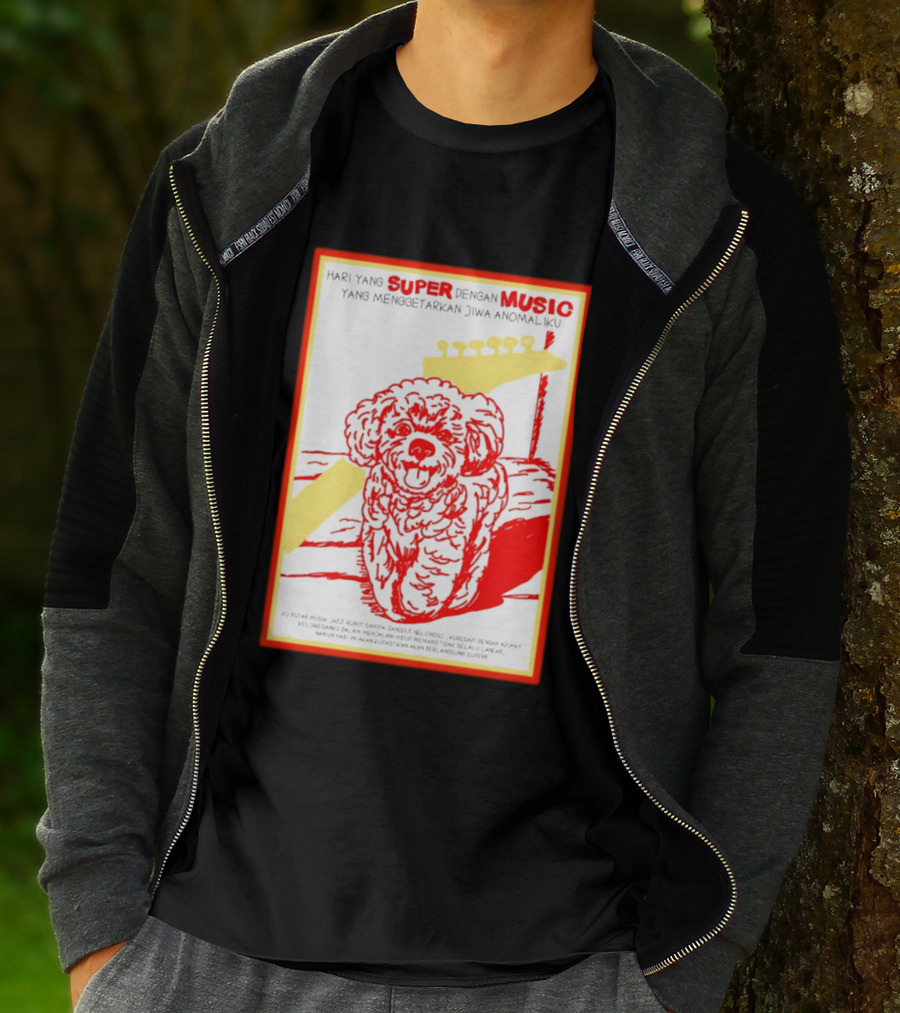 Hari Yang Super Dengan Music Yang Menggetarkan Jiwa Anomaliku Gitar Anjing Menggemaskan T-Shirt